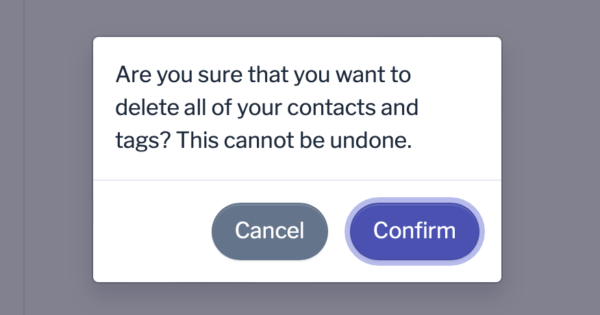Confirm delete contacts