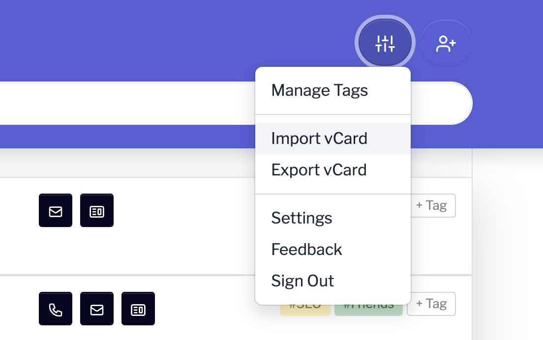 Import vCard into Contacts by Coywolf