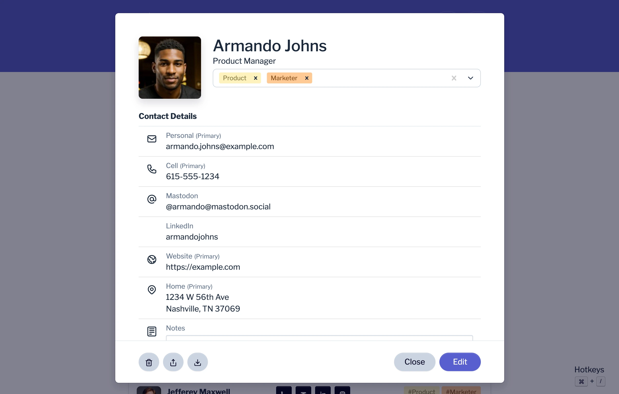 Contact view