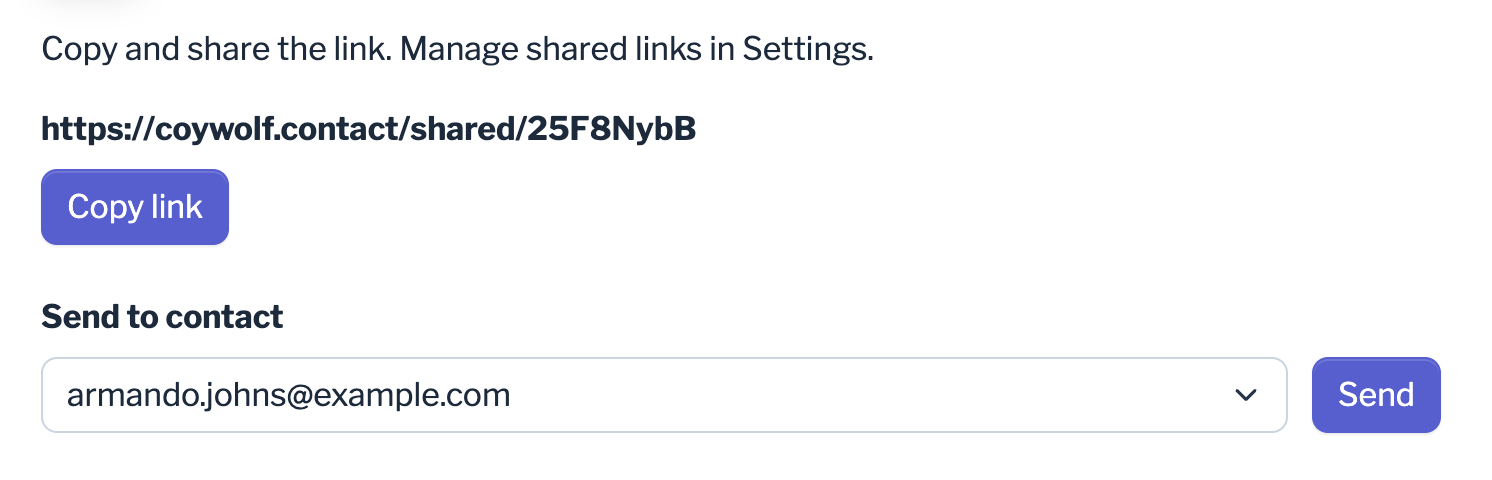Contact share link