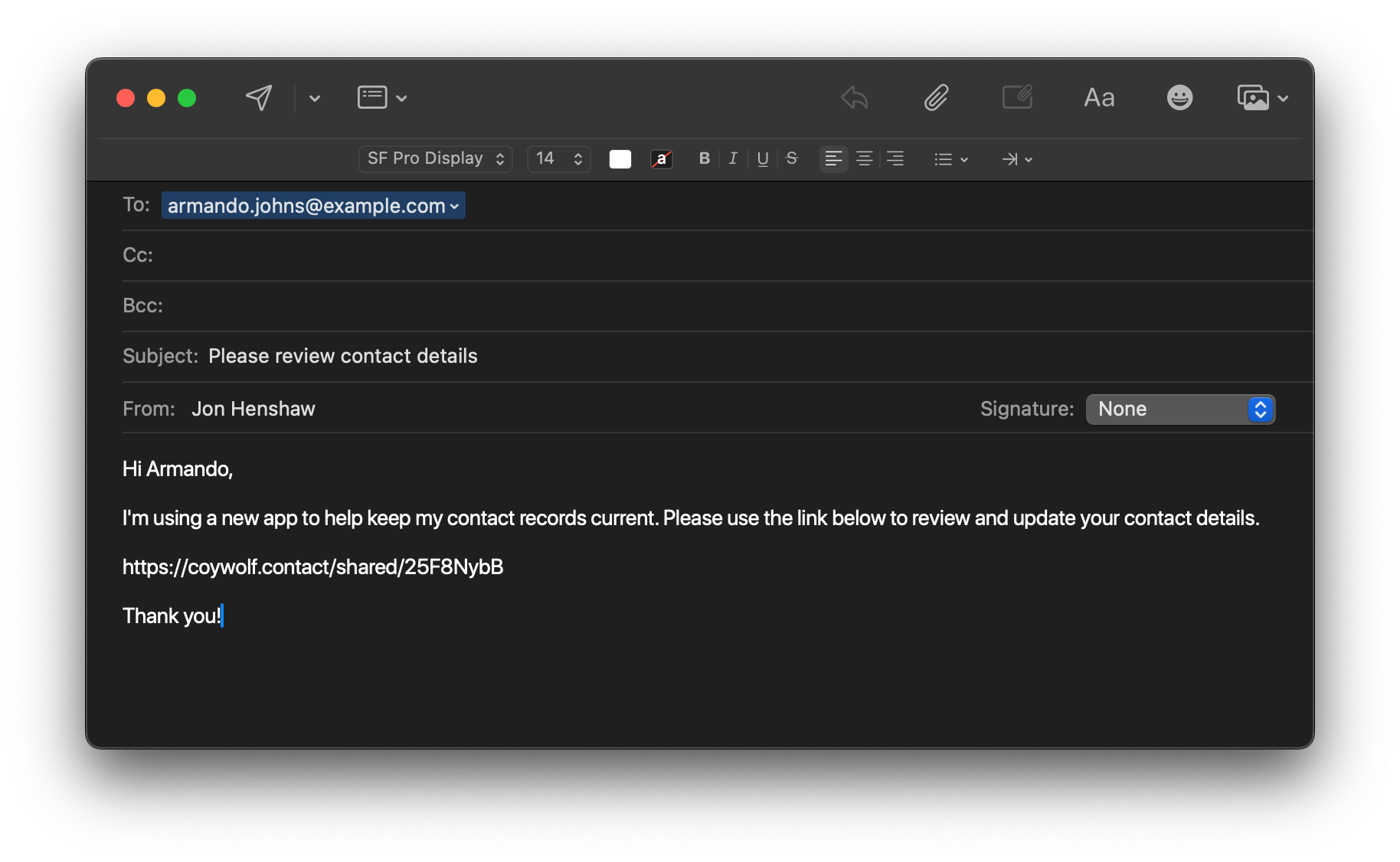 Share email message