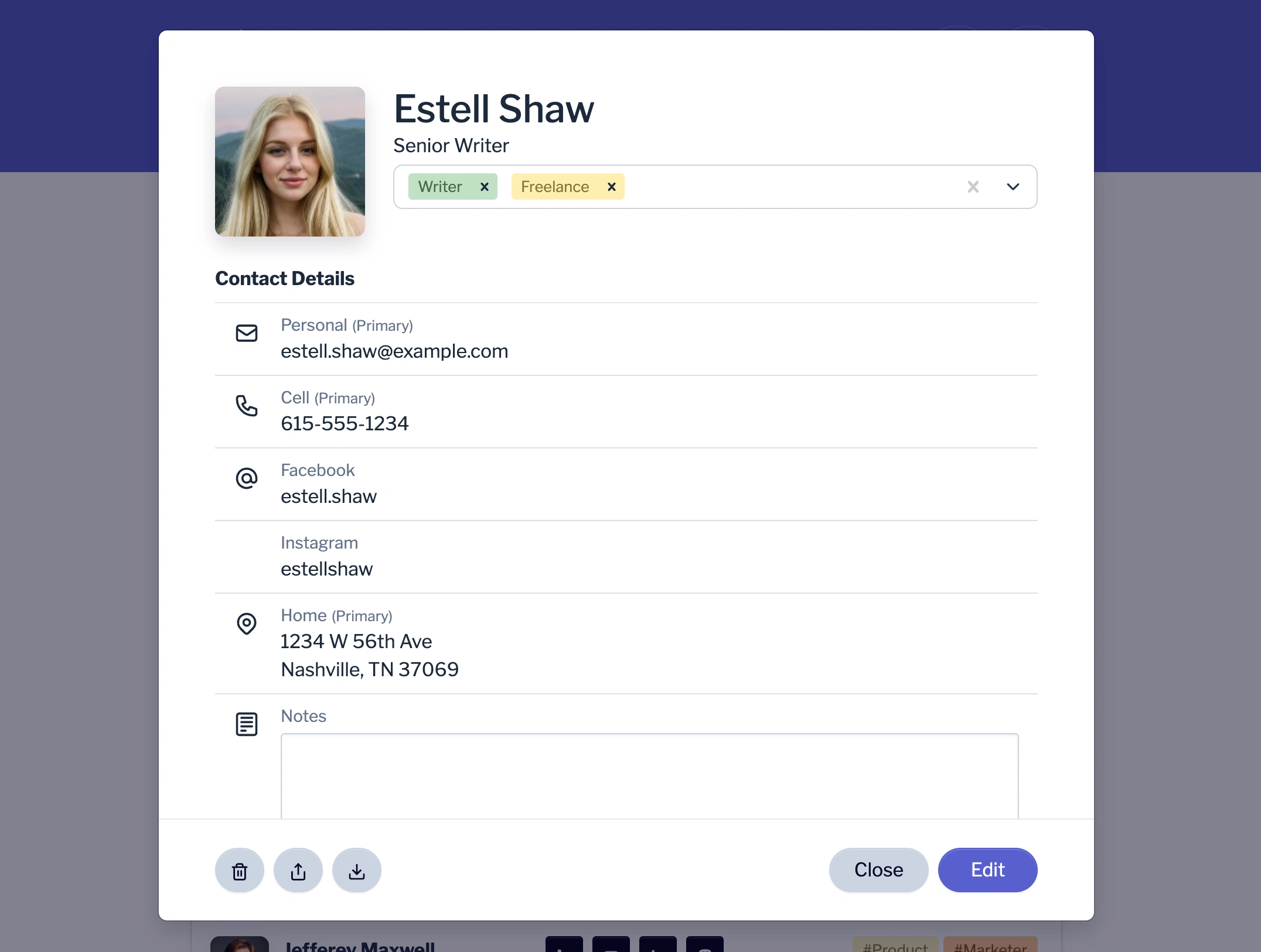 View contact record